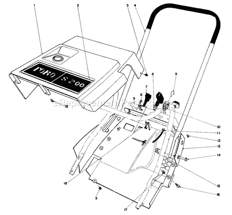 Page H Diagram and Parts List for 38120 3000001-3999999 - 1983 Toro Snow Blower
