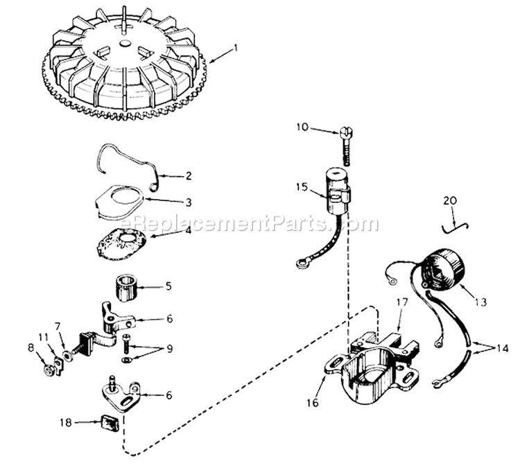 Magneto Diagram and Parts List for 38130 9000001-9999999 - 1979 Toro Snow Blower