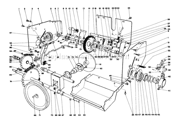 Traction Assembly Diagram and Parts List for 38090 0000001-0999999 - 1980 Toro Snow Blower