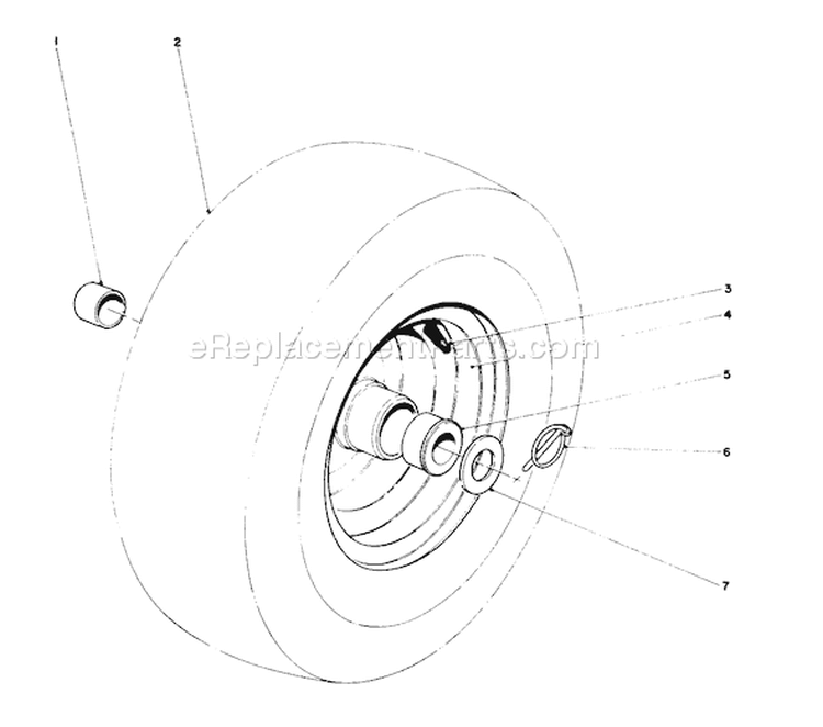 Wheel Assembly Diagram and Parts List for 38090 0000001-0999999 - 1980 Toro Snow Blower