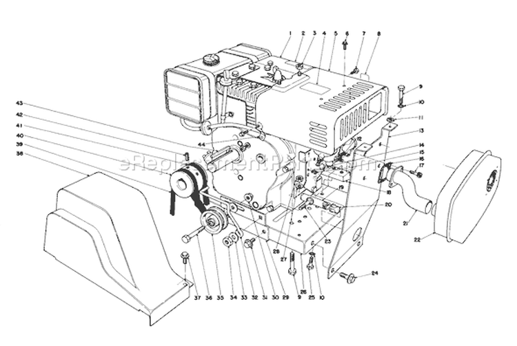 Engine Diagram and Parts List for 38090 0000001-0999999 - 1980 Toro Snow Blower