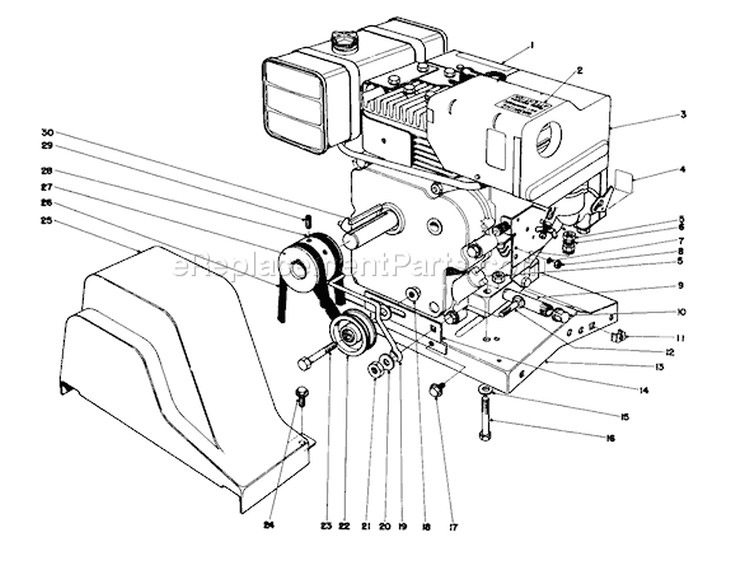 Page E Diagram and Parts List for 38090 0000001-0999999 - 1980 Toro Snow Blower