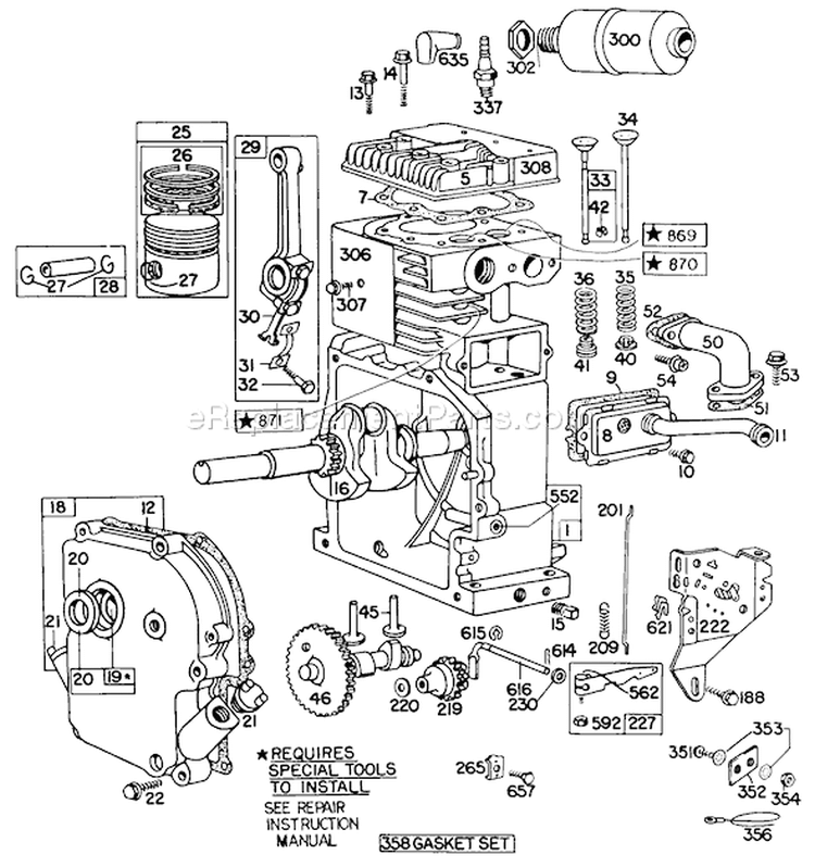 Page F Diagram and Parts List for 38090 0000001-0999999 - 1980 Toro Snow Blower