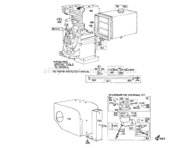 Page H Diagram and Parts List for 38090 0000001-0999999 - 1980 Toro Snow Blower