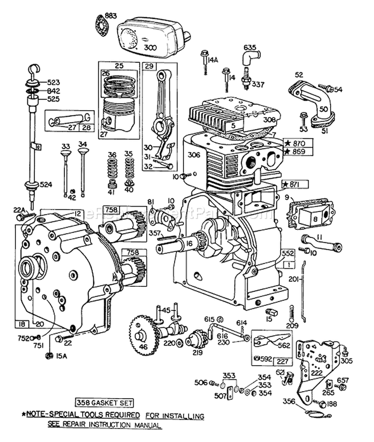 Page I Diagram and Parts List for 38090 0000001-0999999 - 1980 Toro Snow Blower