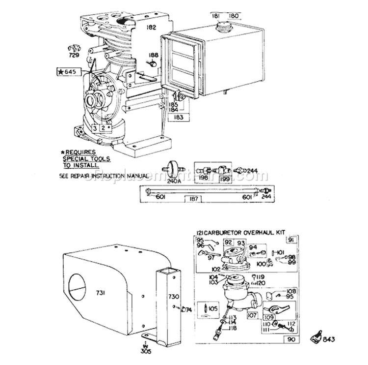 Page G Diagram and Parts List for 38090 2000001-2999999 - 1982 Toro Snow Blower