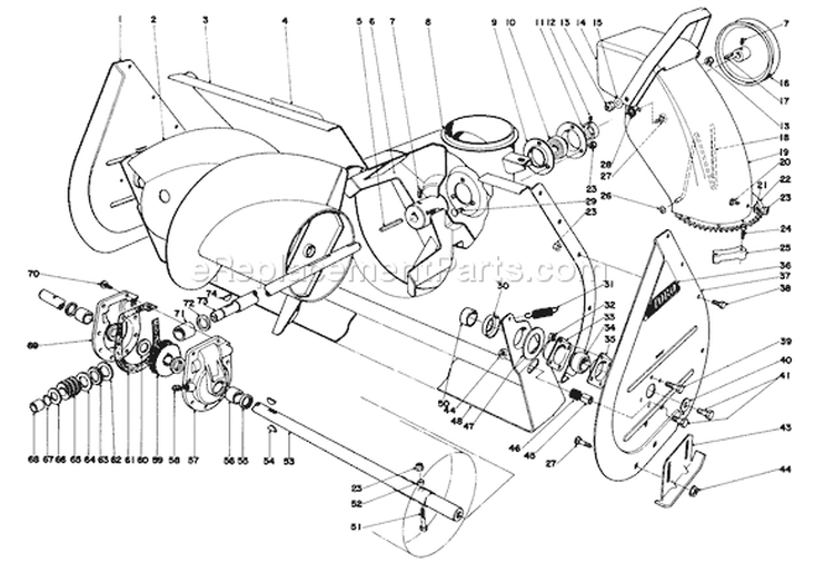 Page B Diagram and Parts List for 38150 4000001-4999999 - 1984 Toro Snow Blower