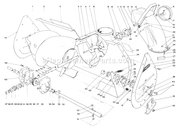 Page C Diagram and Parts List for 38150 6000001-6999999 - 1986 Toro Snow Blower