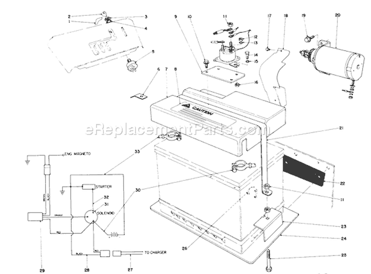 12 Volt Starting Motor Kit Diagram and Parts List for 38155 0000001-0999999 - 1980 Toro Snow Blower