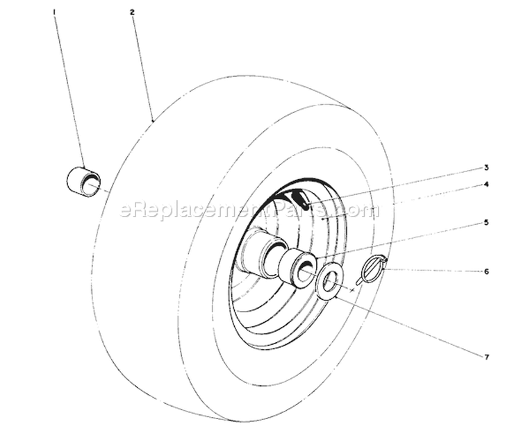 Wheel Assembly Diagram and Parts List for 38155 0000001-0999999 - 1980 Toro Snow Blower