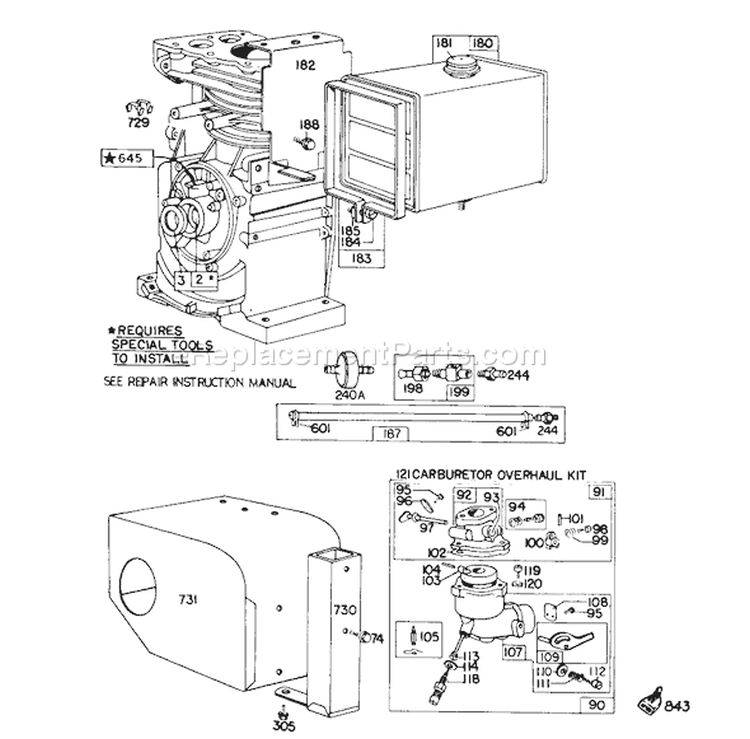 Page E Diagram and Parts List for 38155 0000001-0999999 - 1980 Toro Snow Blower