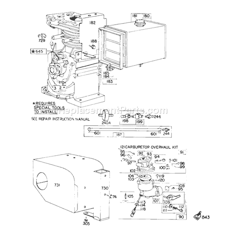 Page F Diagram and Parts List for 38155 3000001-3999999 - 1983 Toro Snow Blower