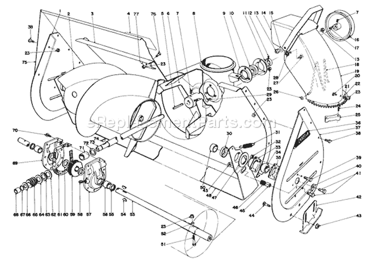 Page B Diagram and Parts List for 38155 5000001-5999999 - 1985 Toro Snow Blower