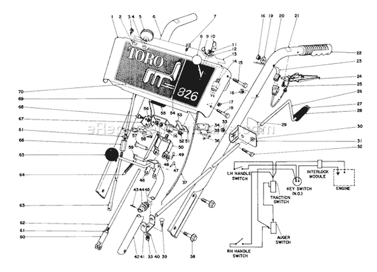 Page H Diagram and Parts List for 38155 5000001-5999999 - 1985 Toro Snow Blower
