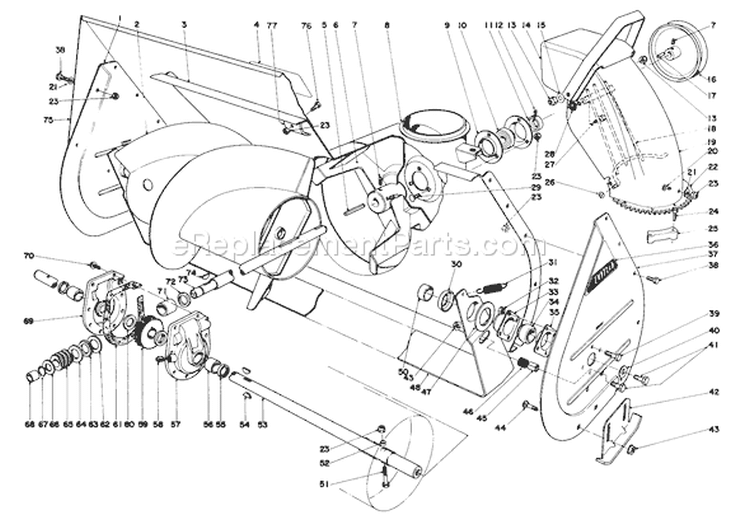 Page B Diagram and Parts List for 38155 7000001-7999999 - 1987 Toro Snow Blower