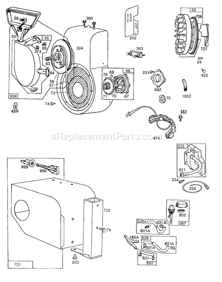 Page E Diagram and Parts List for 38155 7000001-7999999 - 1987 Toro Snow Blower