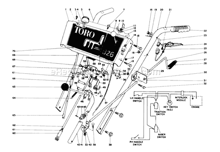 Page H Diagram and Parts List for 38155 7000001-7999999 - 1987 Toro Snow Blower