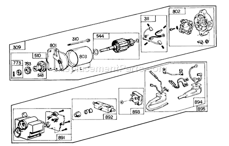 Starter Motor Kit Diagram and Parts List for 38160 1000001-1999999 - 1981 Toro Snow Blower