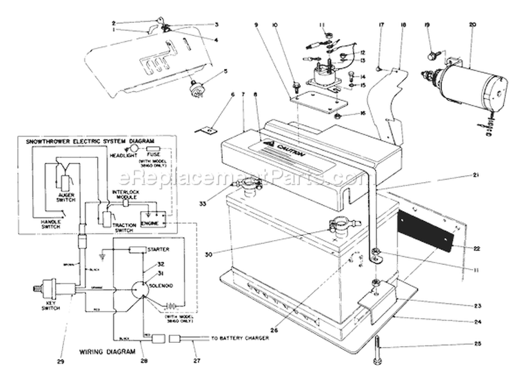 12 Volt Starting Motor Kit Diagram and Parts List for 38160 2000001-2999999 - 1982 Toro Snow Blower