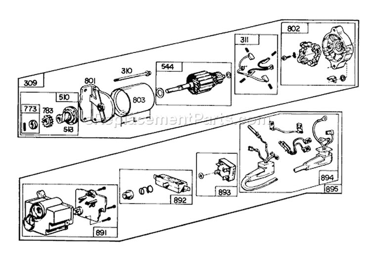 Starter Motor Kit Diagram and Parts List for 38160 4000001-4999999 - 1984 Toro Snow Blower