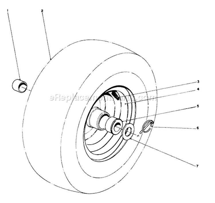 Wheel Assembly Diagram and Parts List for 38160 5000001-5999999 - 1985 Toro Snow Blower