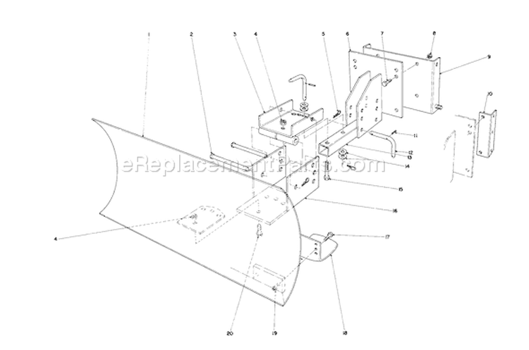 Grader Blade Diagram and Parts List for 38160 5000001-5999999 - 1985 Toro Snow Blower