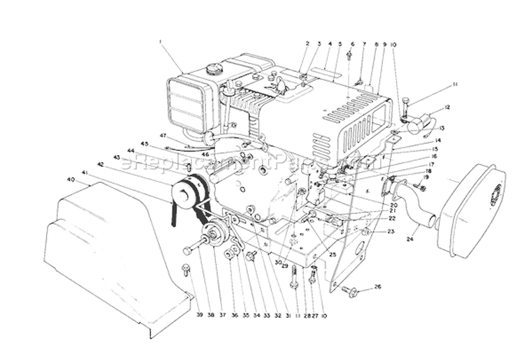 Engine Diagram and Parts List for 38160 6000001-6999999 - 1986 Toro Snow Blower