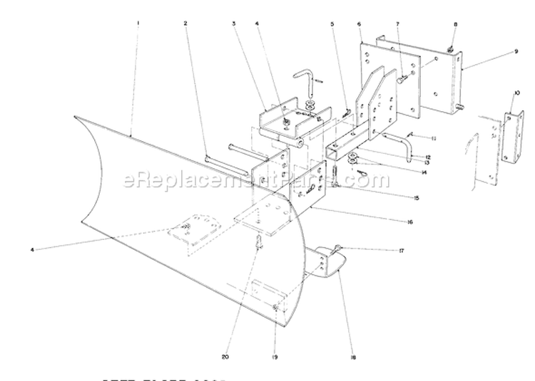 Grader Blade Diagram and Parts List for 38160 6000001-6999999 - 1986 Toro Snow Blower