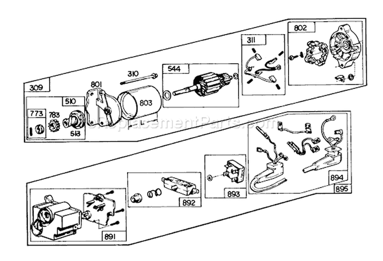 Starter Motor Kit Diagram and Parts List for 38160 9000001-9999999 - 1979 Toro Snow Blower