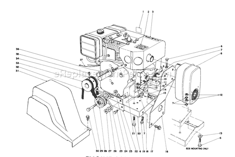 Engine Diagram and Parts List for 38160 9000001-9999999 - 1979 Toro Snow Blower