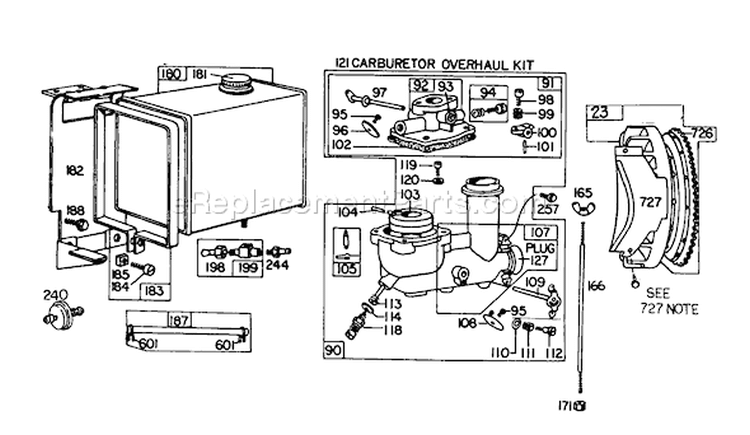 Page F Diagram and Parts List for 38160 9000001-9999999 - 1979 Toro Snow Blower