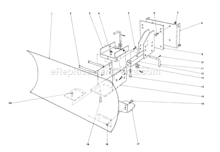 Grader Blade Diagram and Parts List for 38160 9000001-9999999 - 1979 Toro Snow Blower