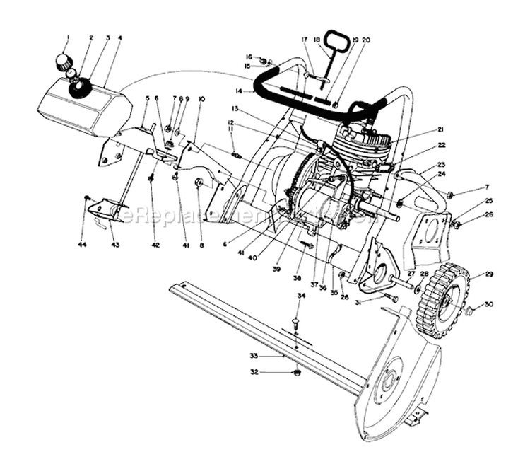 Engine Diagram and Parts List for 38162C 4000001-4999999 - 1984 Toro Snow Blower