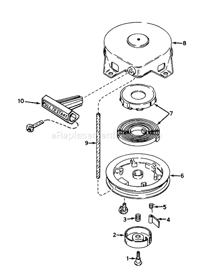 Rewind Starter Diagram and Parts List for 38162C 4000001-4999999 - 1984 Toro Snow Blower