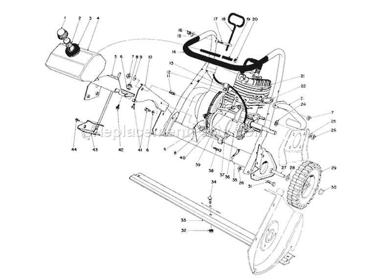 Engine Diagram and Parts List for 38162 4000001-4999999 - 1984 Toro Snow Blower