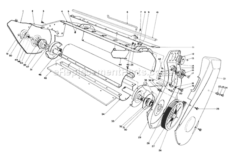 Lower Main Frame Assembly Diagram and Parts List for 38165 1000001-1999999 - 1991 Toro Snow Blower