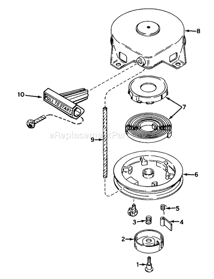 Rewind Starter Diagram and Parts List for 38165 1000001-1999999 - 1991 Toro Snow Blower