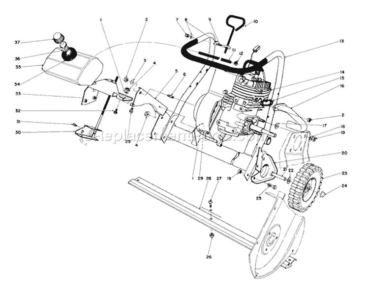 Engine Diagram and Parts List for 38165 5000001-5010000 - 1985 Toro Snow Blower