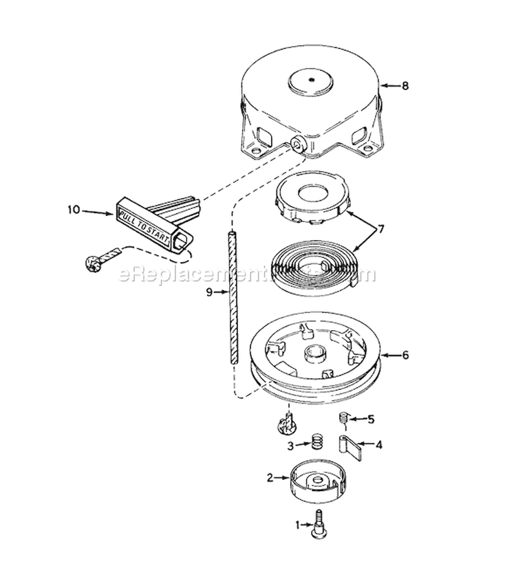 Rewind Starter Diagram and Parts List for 38165 5000001-5010000 - 1985 Toro Snow Blower