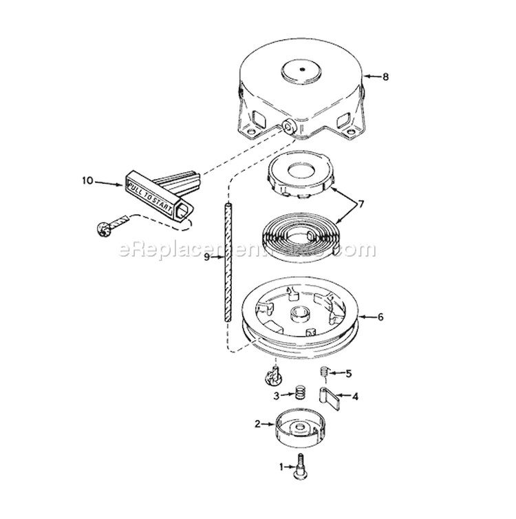 Rewind Starter Diagram and Parts List for 38165 7000001-7999999 - 1987 Toro Snow Blower