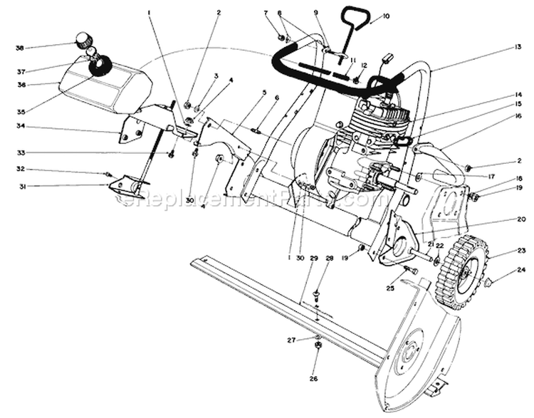 Engine Diagram and Parts List for 38165 8000001-8999999 - 1988 Toro Snow Blower