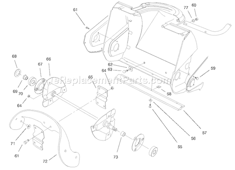 Auger Assembly Diagram and Parts List for 38170 7900001-7999999 - 1997 Toro Snow Blower