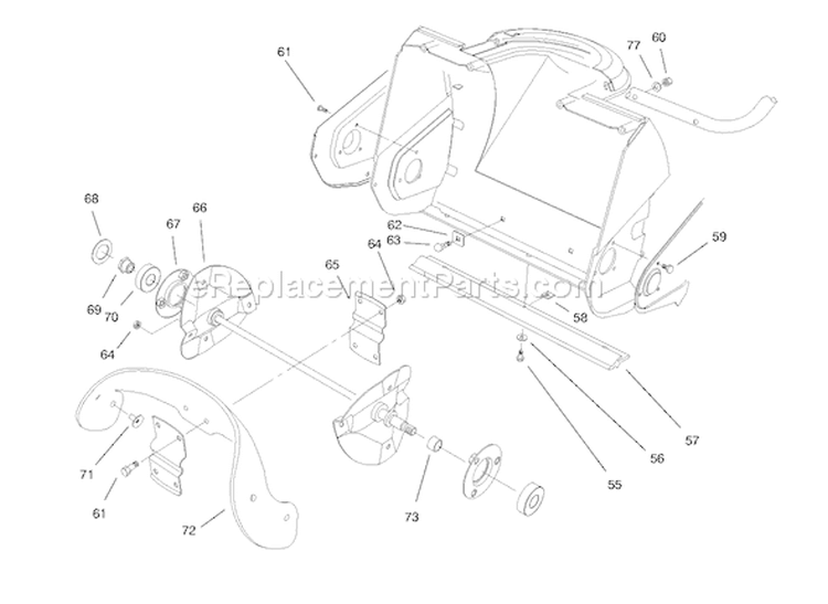 Auger Assembly Diagram and Parts List for 38170 8900001-8999999 - 1998 Toro Snow Blower