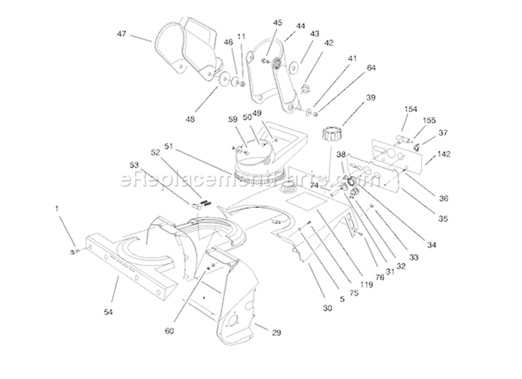 Chute Assembly Diagram and Parts List for 38170 8900001-8999999 - 1998 Toro Snow Blower