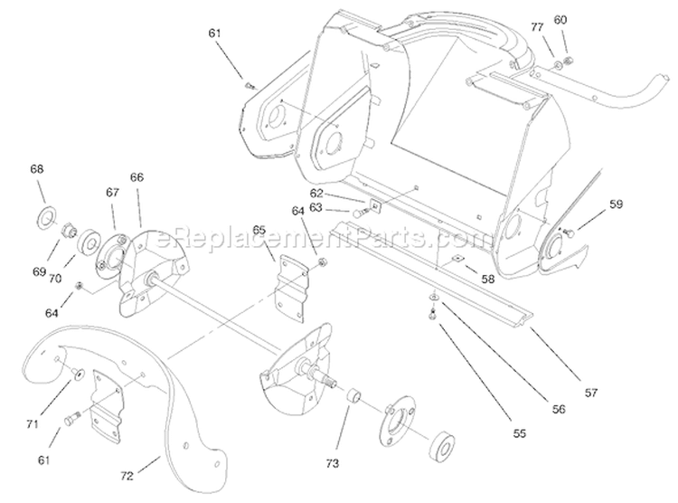 Auger Assembly Diagram and Parts List for 38171 7900001-7999999 - 1997 Toro Snow Blower