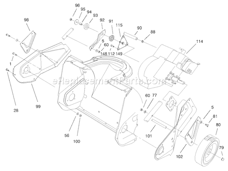 Engine Diagram and Parts List for 38171 7900001-7999999 - 1997 Toro Snow Blower