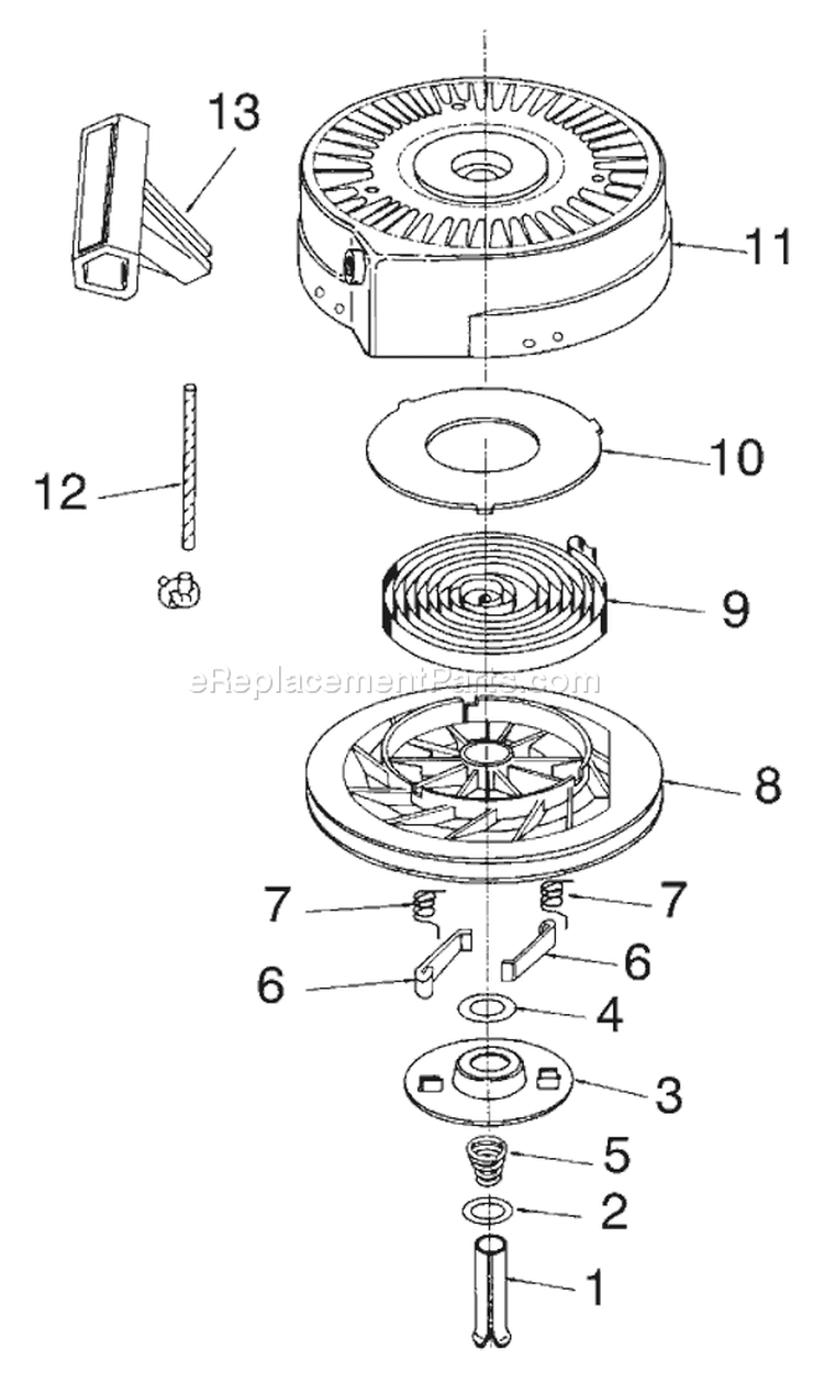 Recoil Starter Diagram and Parts List for 38171 7900001-7999999 - 1997 Toro Snow Blower