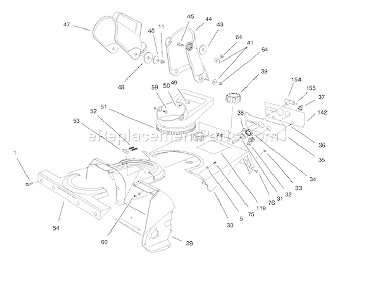 Chute Assembly Diagram and Parts List for 38171 8900001-8999999 - 1998 Toro Snow Blower
