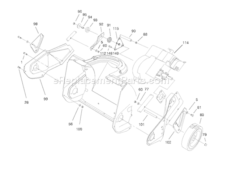 Engine Diagram and Parts List for 38171 8900001-8999999 - 1998 Toro Snow Blower