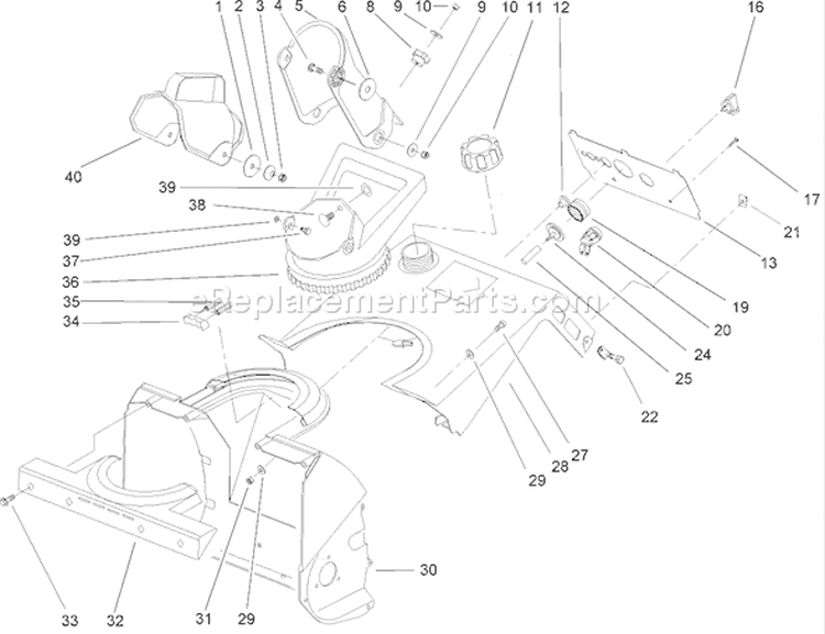 Housing, Upper Shroud and Chute Assembly Diagram and Parts List for 38172 240000001-240999999 - 2004 Toro Snow Blower